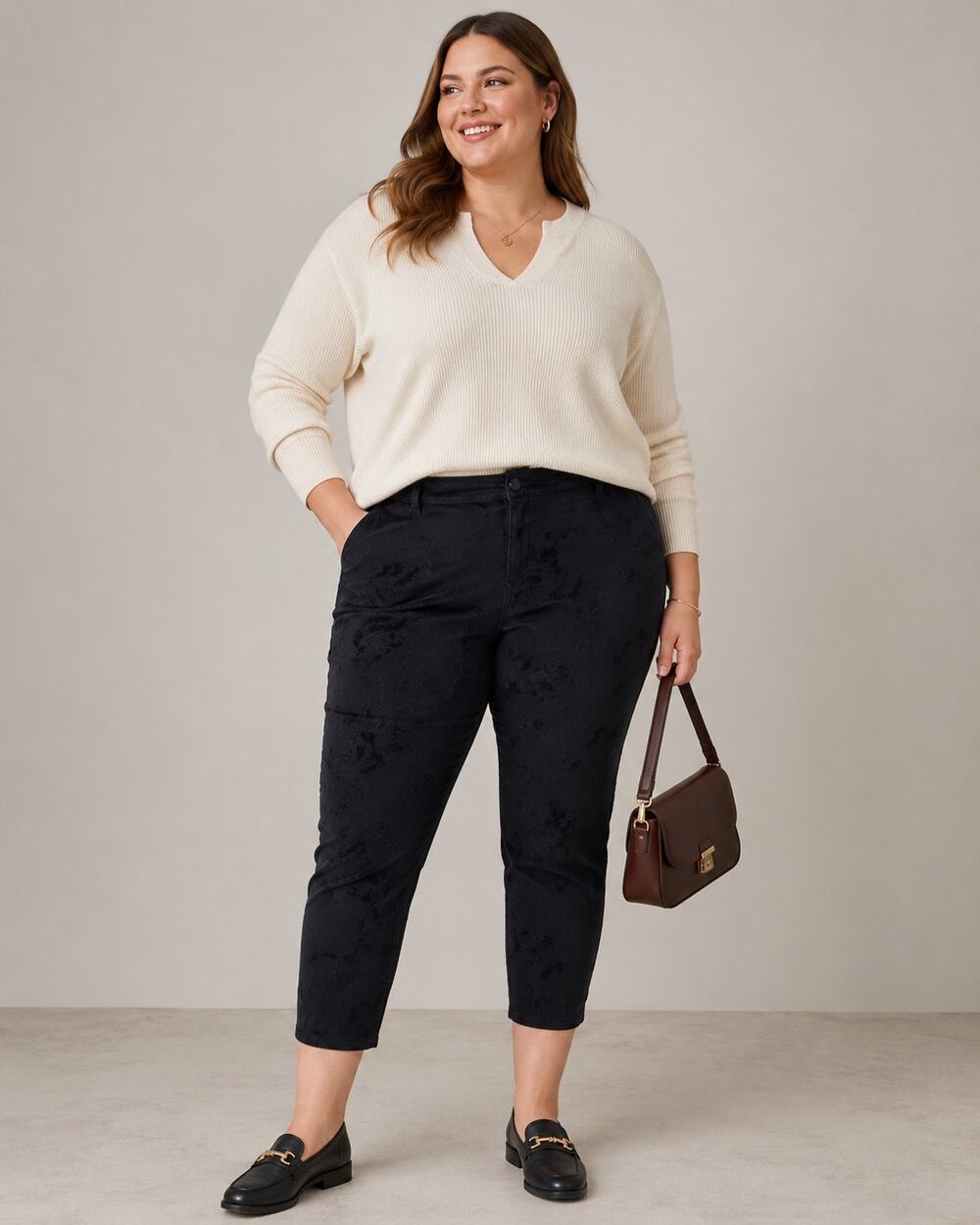Torrid Black Crushed Velvet Floral Cropped Pants Womens 26W Fall Academia